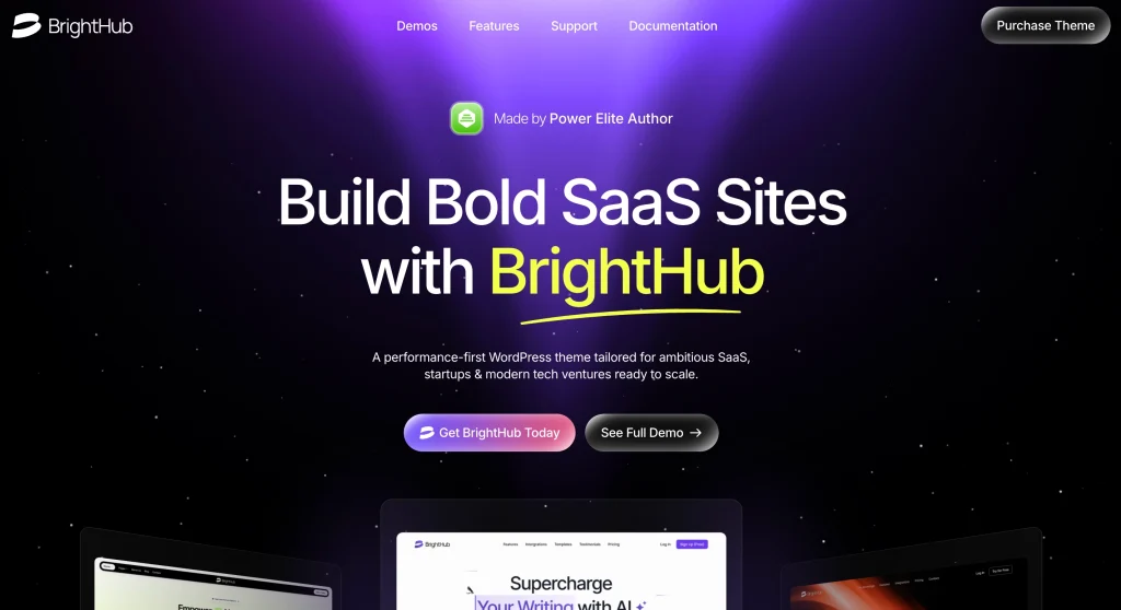 brighthub modern saas wordpress themes layout and pricing section